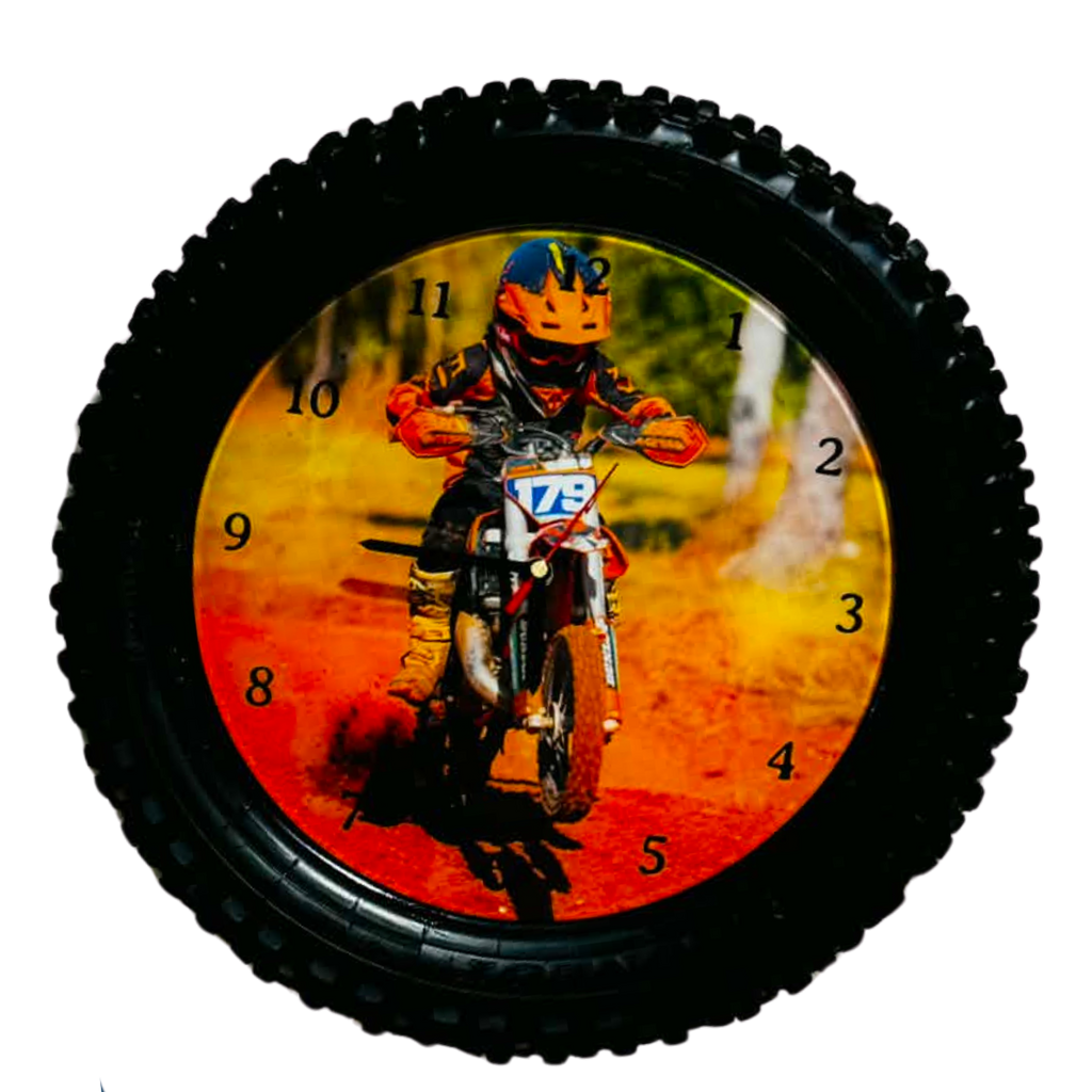 Custom 50cc front tyre print – motocross-inspired wall art for riders and fans