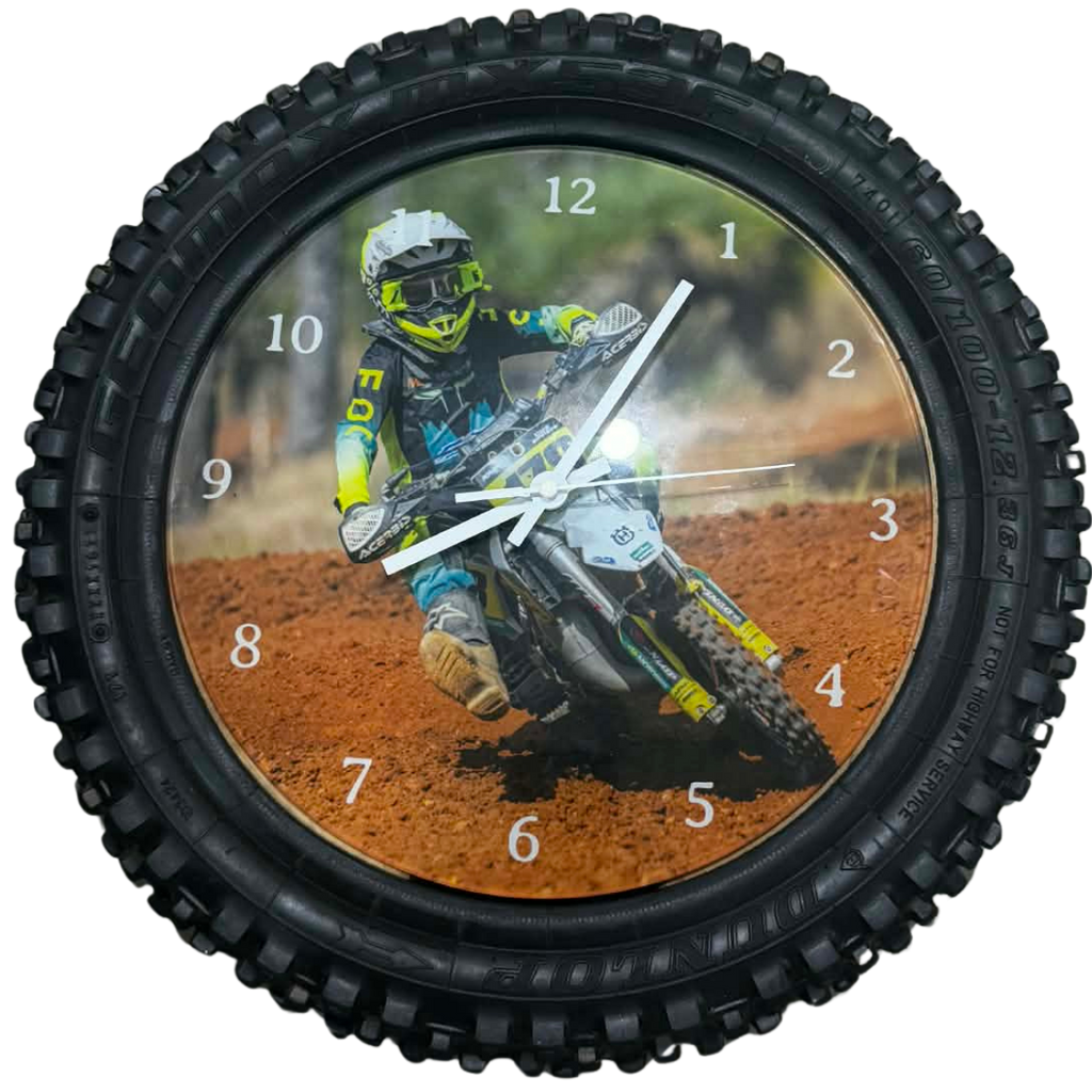 Custom 65cc rear tyre print – motocross-inspired wall art for riders and fans
